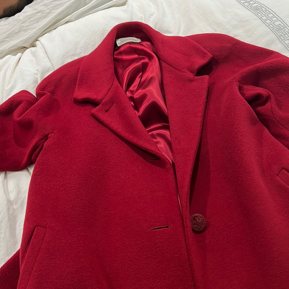 Neiman marcus winter long red coat 100% cashmere size 10